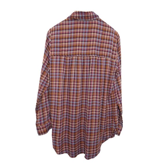 NWTBeachLunchLounge Plaid Button-Front Tunic Top Rust Multicolor Size Small - Picture 7 of 12